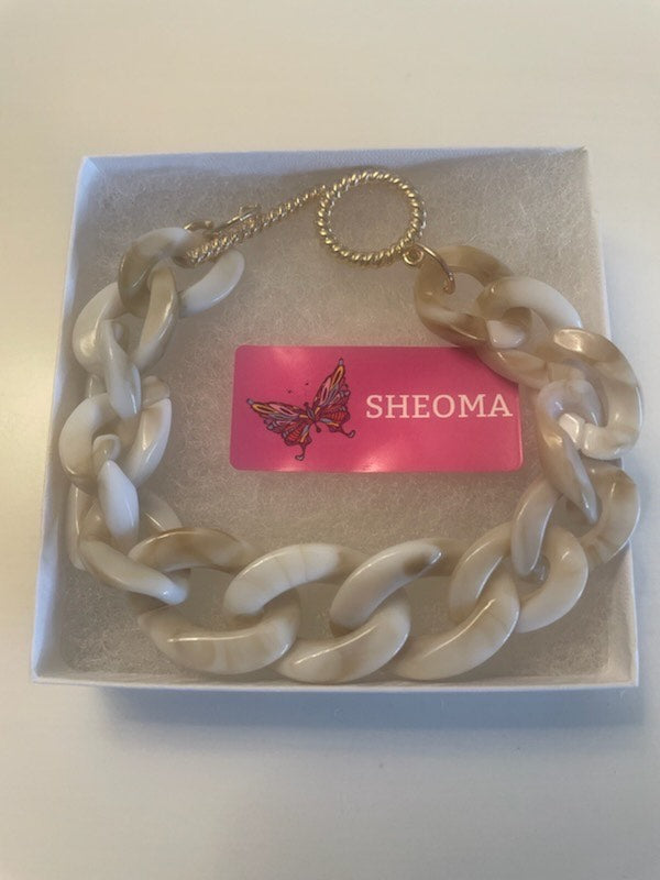 Off White Link with Beige Toggle Bracelet